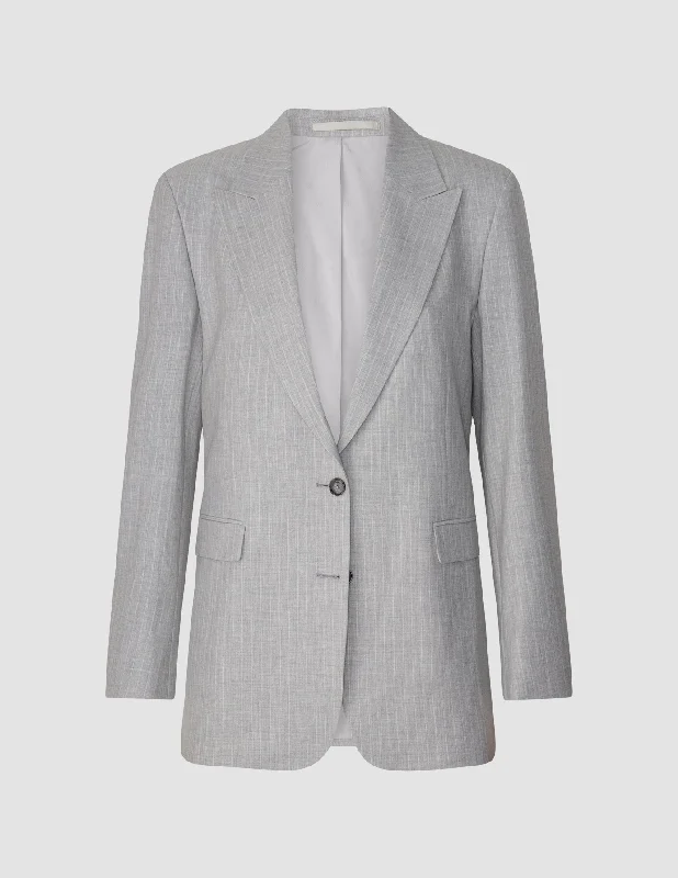 Essential Blazer Light Grey Pinstriped