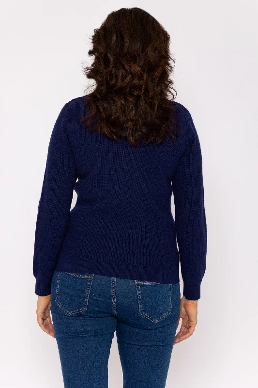 Zip Neck Knit in Navy