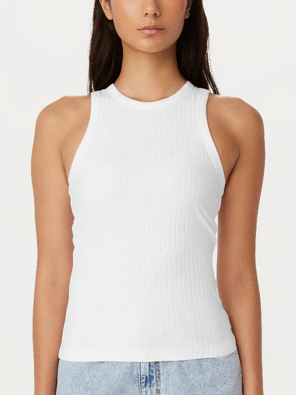 The Ribbed Tank Top in Bright White