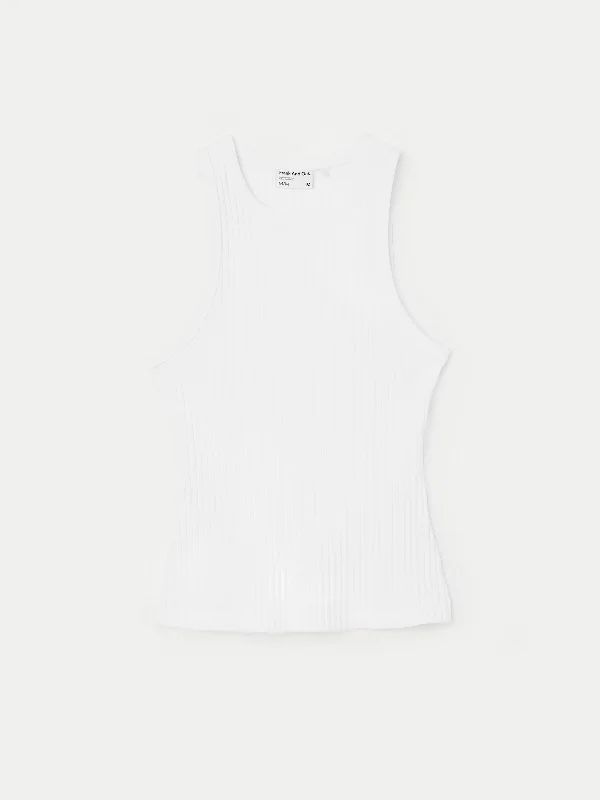 The Ribbed Tank Top in Bright White