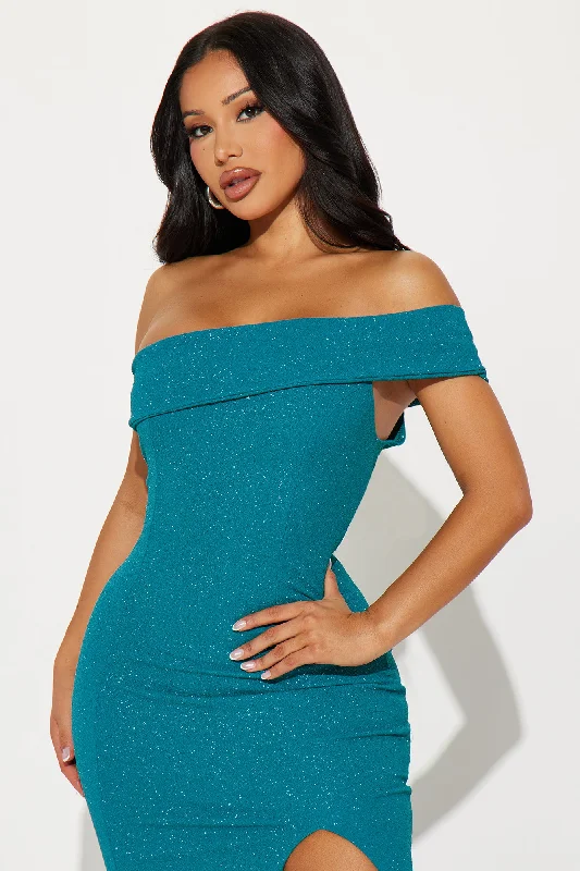 Ashley Glitter Gown - Teal