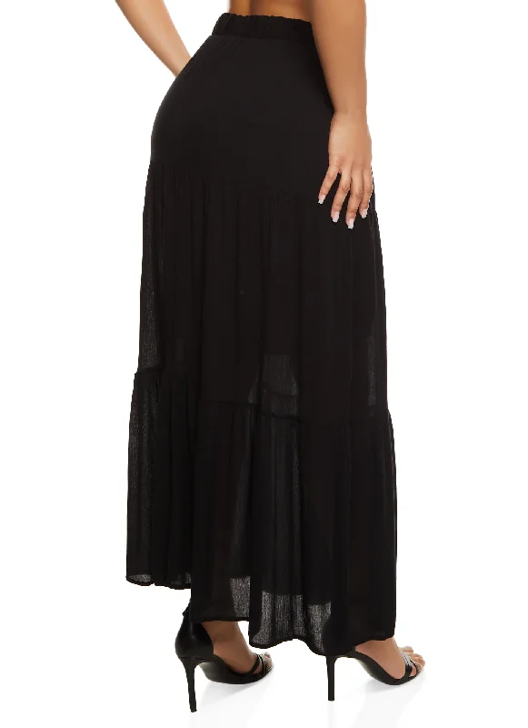 Haute Monde Gauze Knit Tiered Maxi Skirt