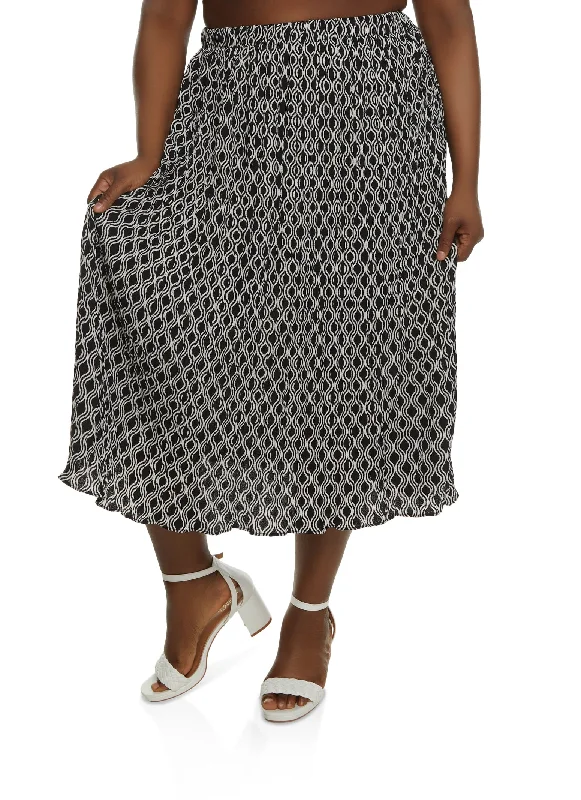 Plus Size Printed Maxi Skirt