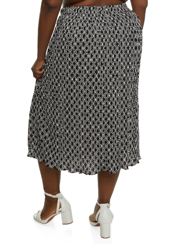 Plus Size Printed Maxi Skirt