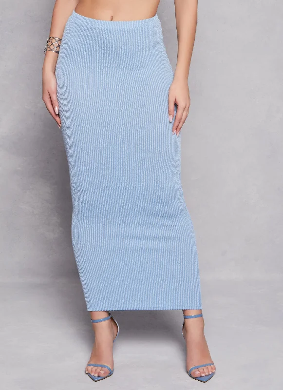 Ribbed High Waist Maxi Skirt