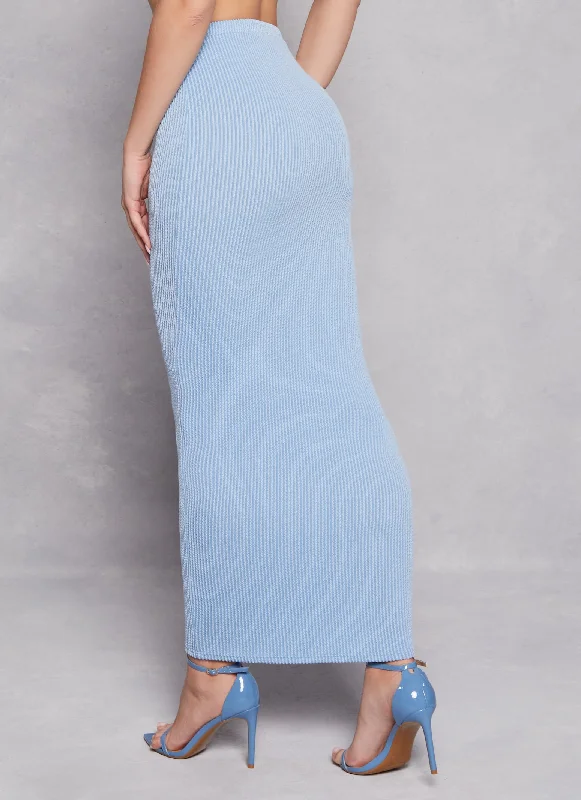 Ribbed High Waist Maxi Skirt