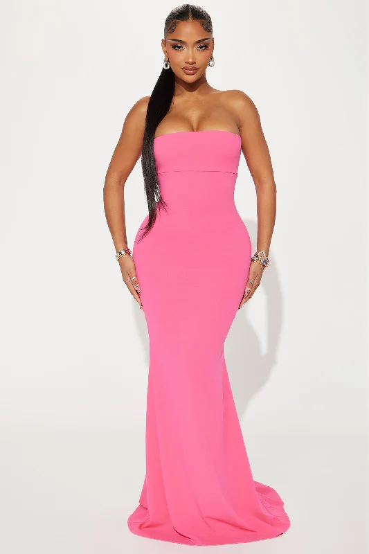 Carried Away Crepe Knit Gown - Pink