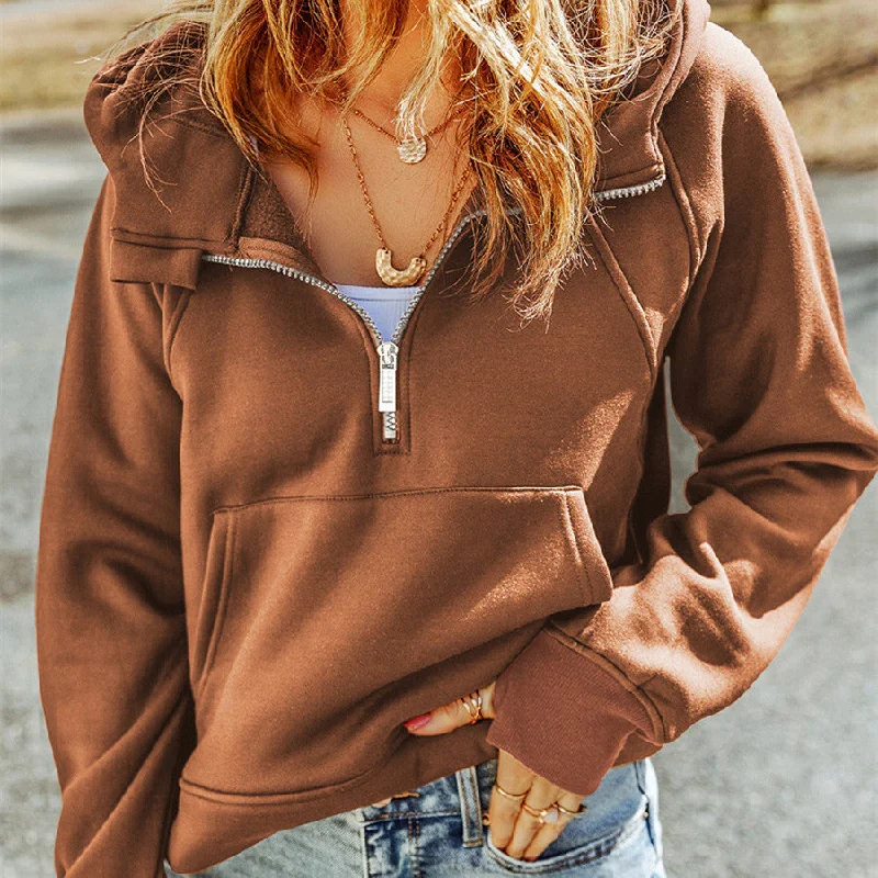 Women's Casual 3/4 Quarter Zip Hoodie — Women's Hoodie