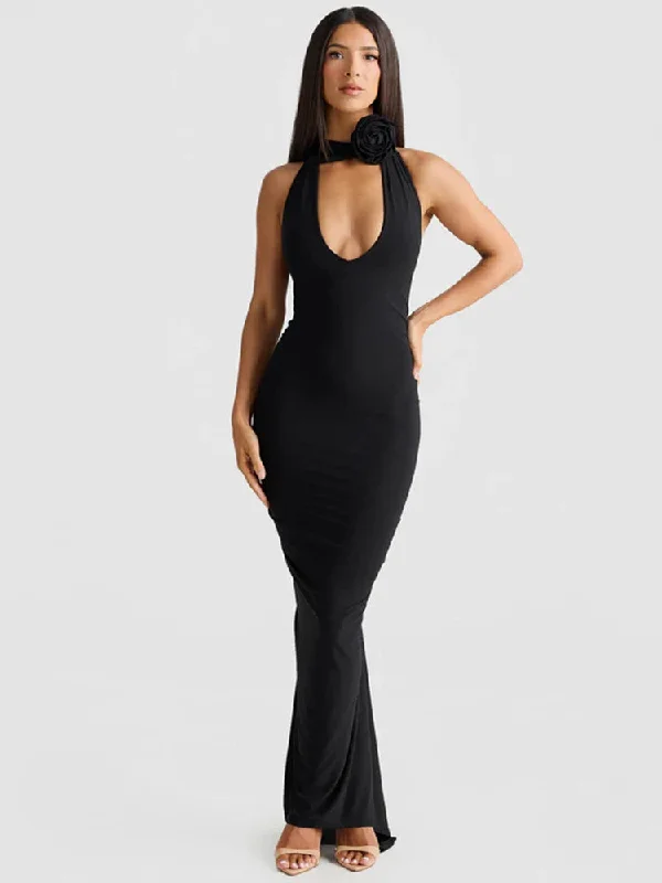 Mermaid Bodycon Elegant Long Halter Backless Nightclub Sexy Summer Maxi Dress