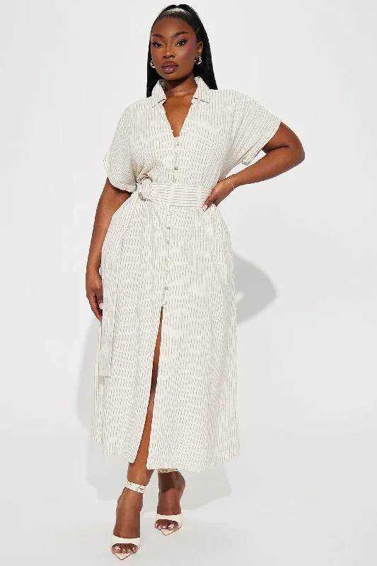 Eliza Button Up Maxi Dress - Oatmeal