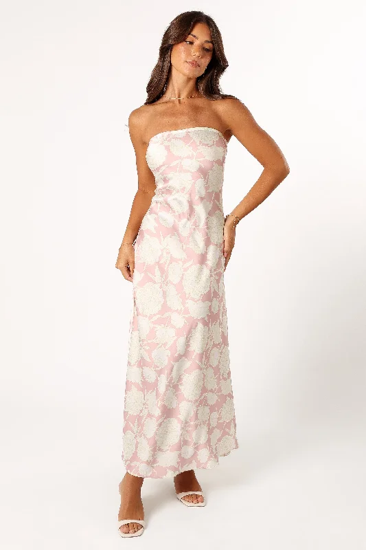 Gemma Strapless Maxi Dress - Pink Floral