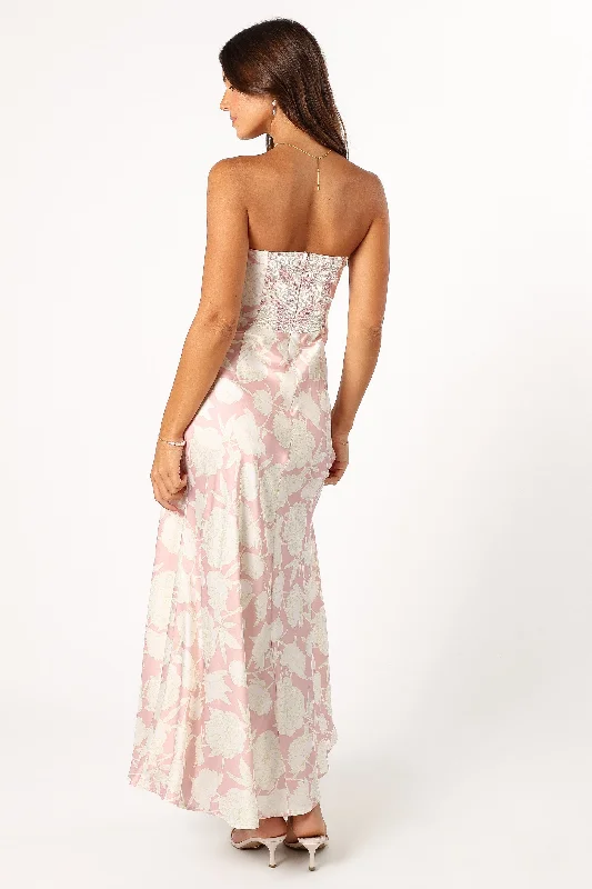 Gemma Strapless Maxi Dress - Pink Floral