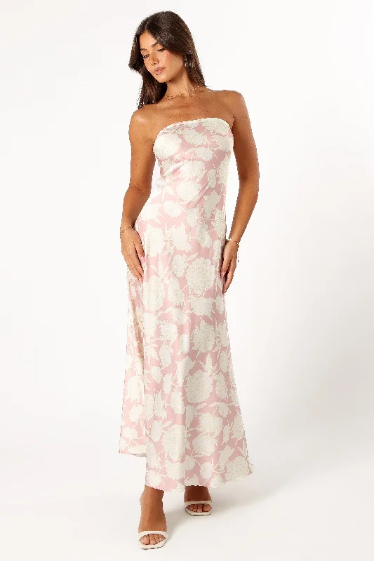 Gemma Strapless Maxi Dress - Pink Floral