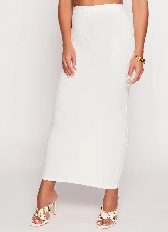 Lurex Ribbed Knit Maxi Skirt