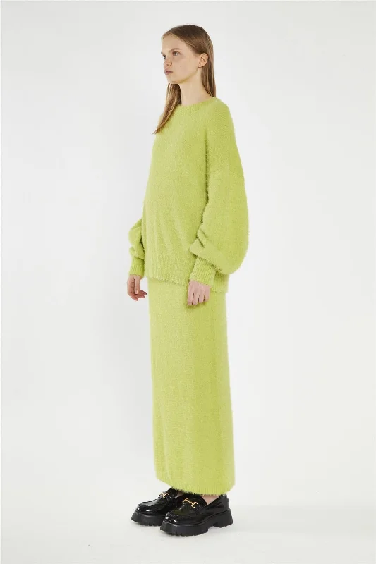 Lime-Green Knitted Maxi-Skirt