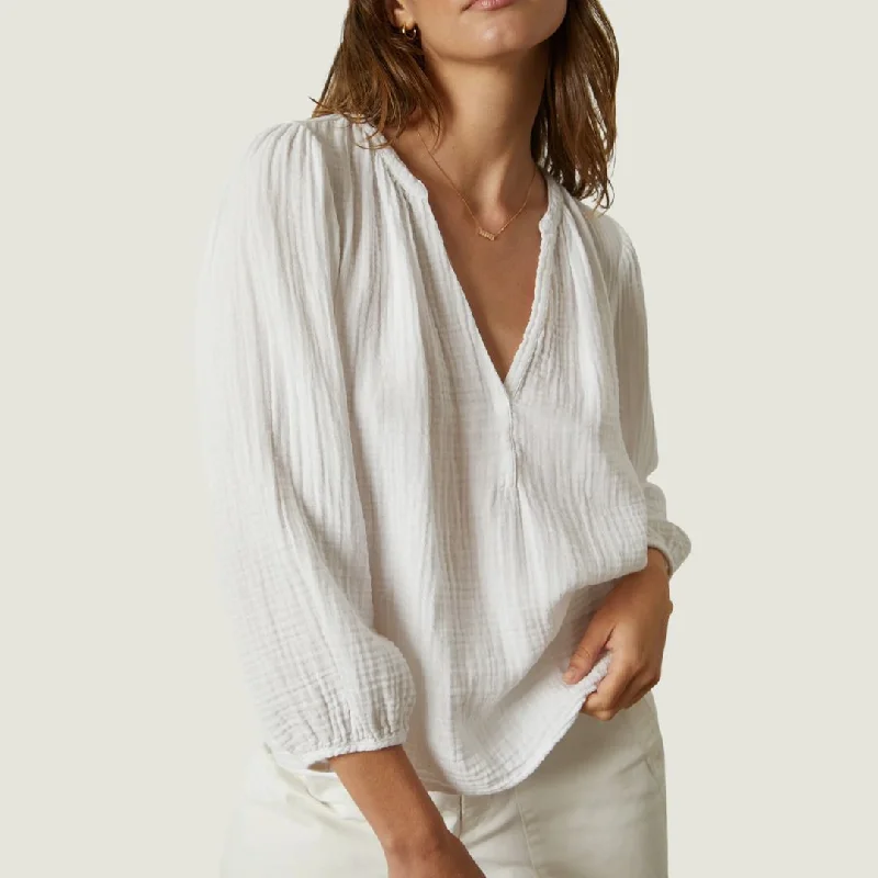 Maggie Cotton Long Sleeve Shirt (White)