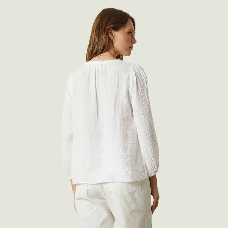 Maggie Cotton Long Sleeve Shirt (White)