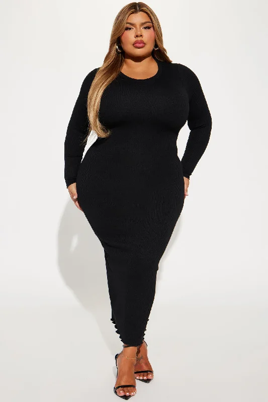 Michelle Ribbed Maxi Dress - Black