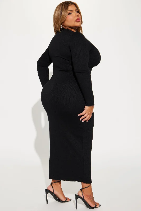 Michelle Ribbed Maxi Dress - Black