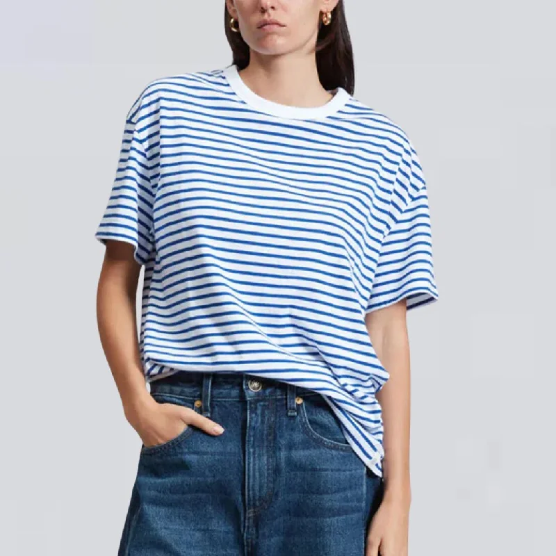 Mini Slub Stripe Boyfriend Tee (Blue + White)