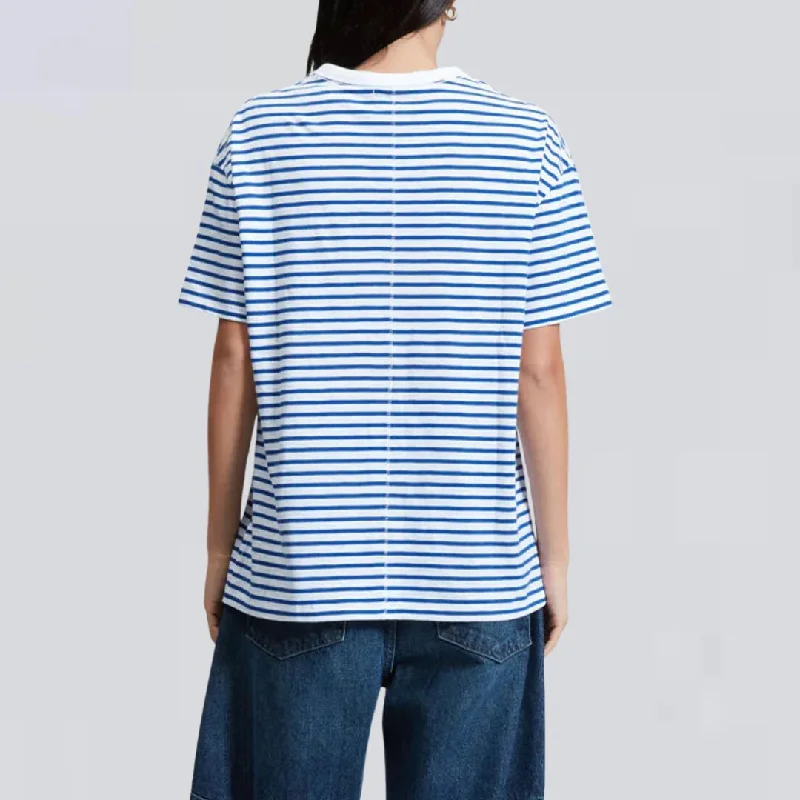 Mini Slub Stripe Boyfriend Tee (Blue + White)