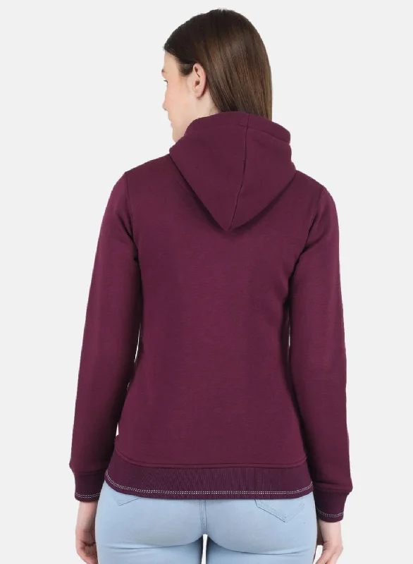 Women Purple Solid Sweatshirt