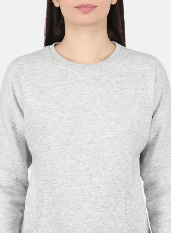 Women Grey Solid Sweatshirt