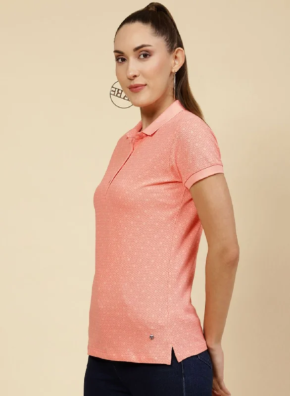 Women Peach Printed T-Shirt