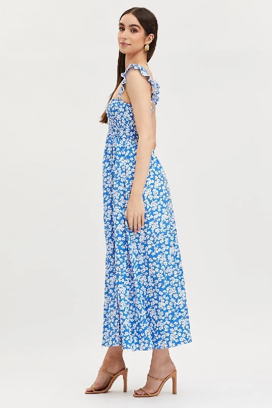 Print Maxi Dress Shirred