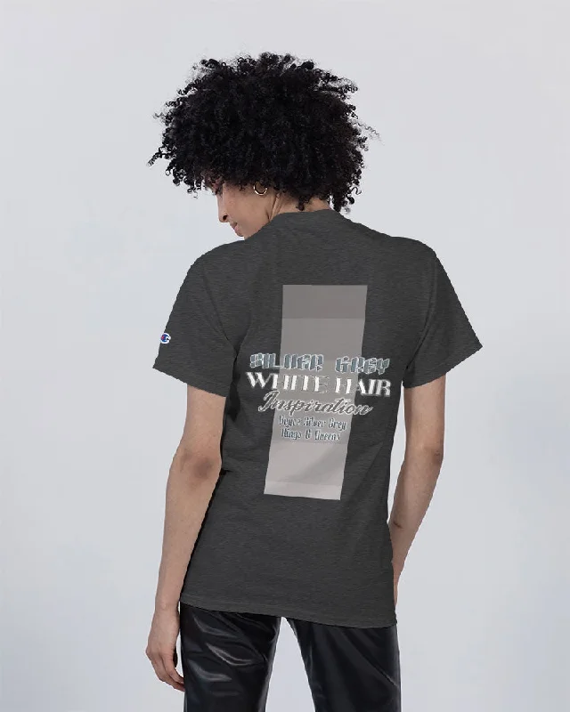 Promoting black women with silver grey hair Unisex Tee | Champion