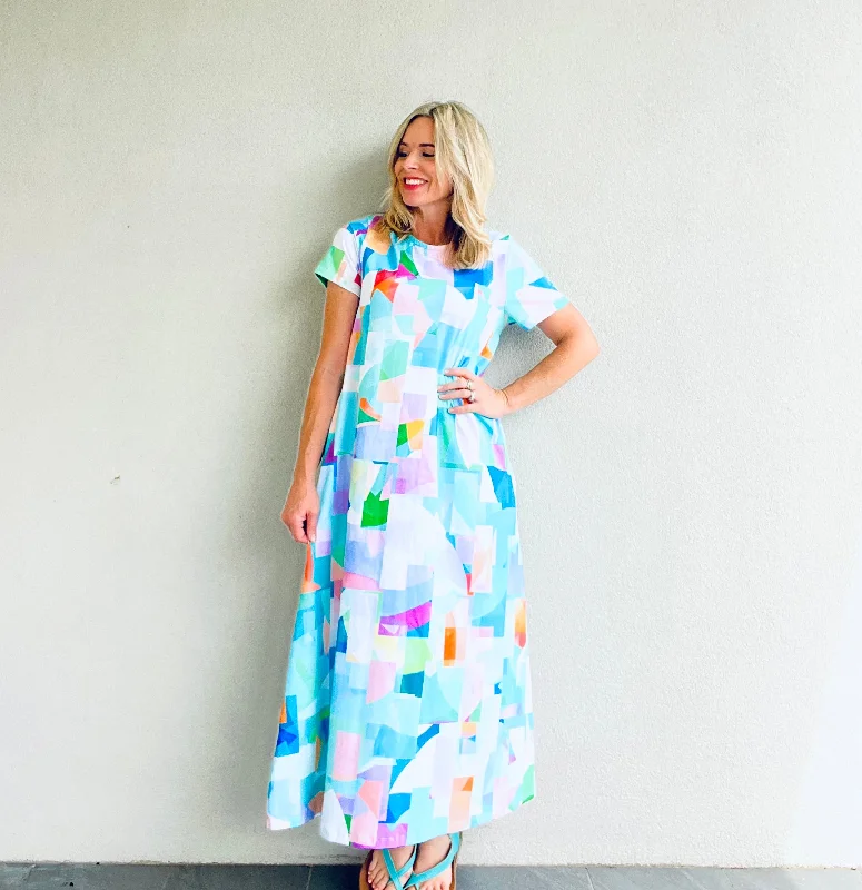 Sea Glass Ocean Tones Maxi Dress