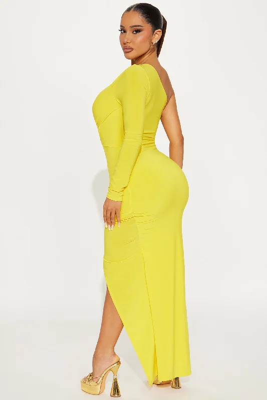 Stacy Ruched Maxi Dress - Yellow