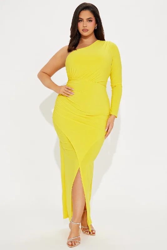 Stacy Ruched Maxi Dress - Yellow