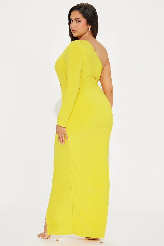 Stacy Ruched Maxi Dress - Yellow