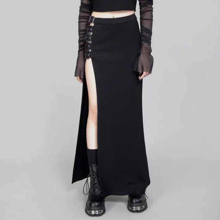 Women's Gothic Multi-buckle Split Skirt