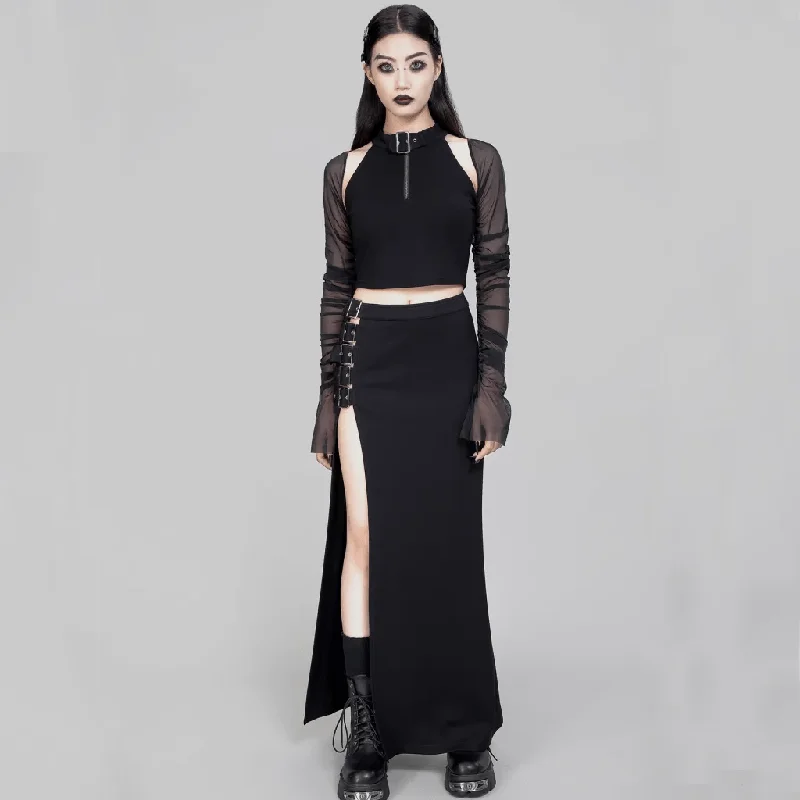 Women's Gothic Multi-buckle Split Skirt