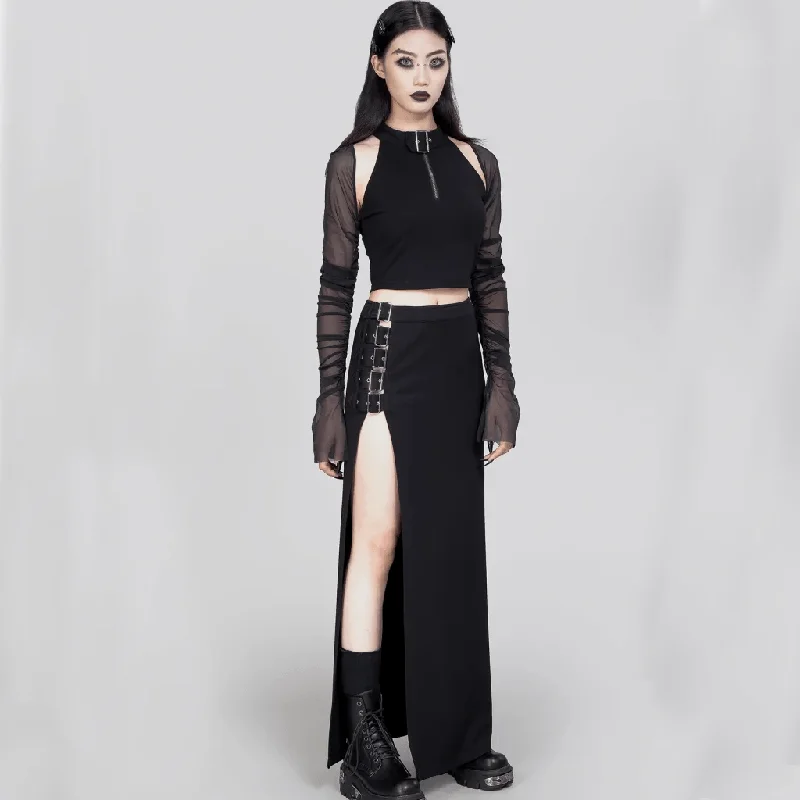 Women's Gothic Multi-buckle Split Skirt