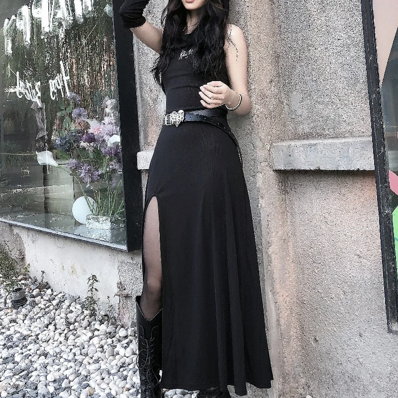 Women's Punk Irregular Slit Long Dress