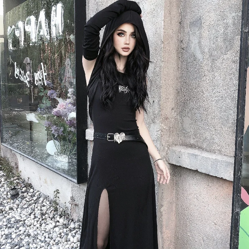 Women's Punk Irregular Slit Long Dress