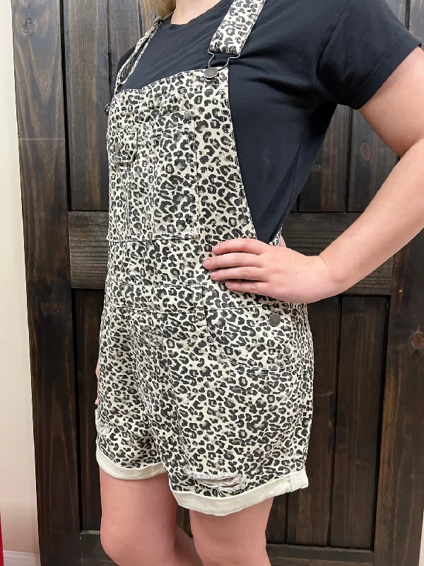 Cheetah Denim Overall Romper Sexy summer romper dress