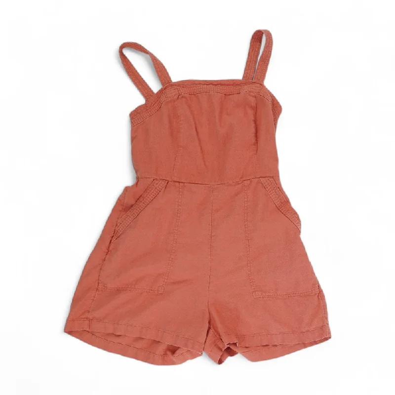 Coral Solid Romper Wavy Hem Romper Elegant