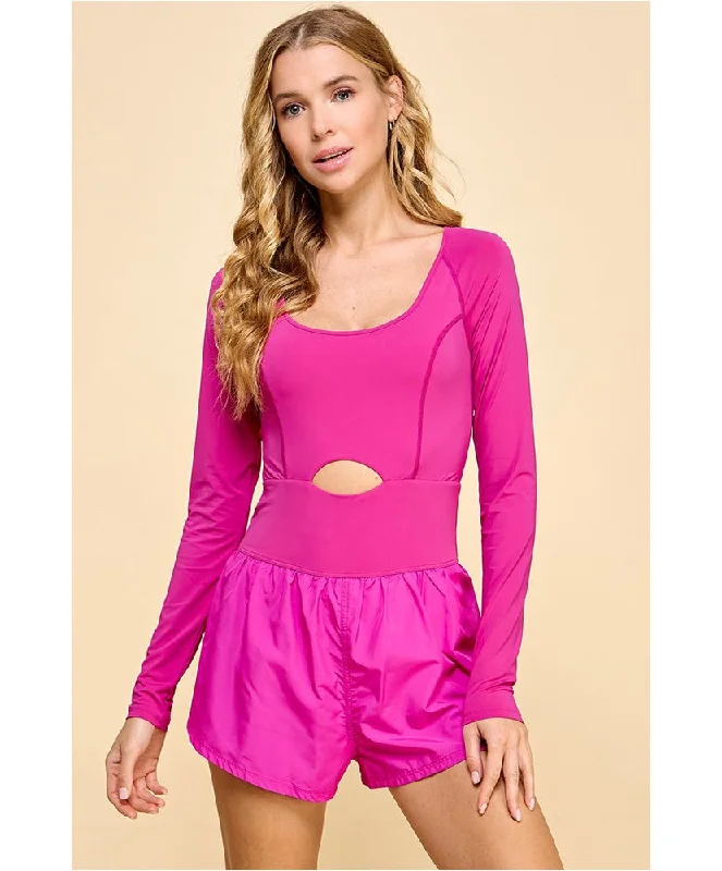 Off Day LS Athletic Romper Cute Lounge Romper Homewear