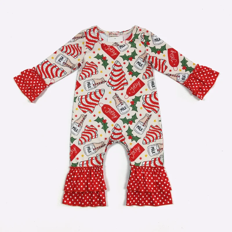 Jolly Tree Cakes Ruffle Romper Mesh Panel Romper Hot