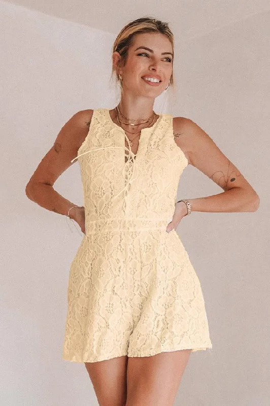 Khaki Deliliah Lace Romper Minimal Romper Summer Outfit