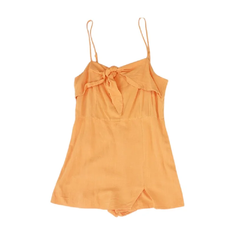 Orange Solid Romper Sporty Biker Romper Trendy