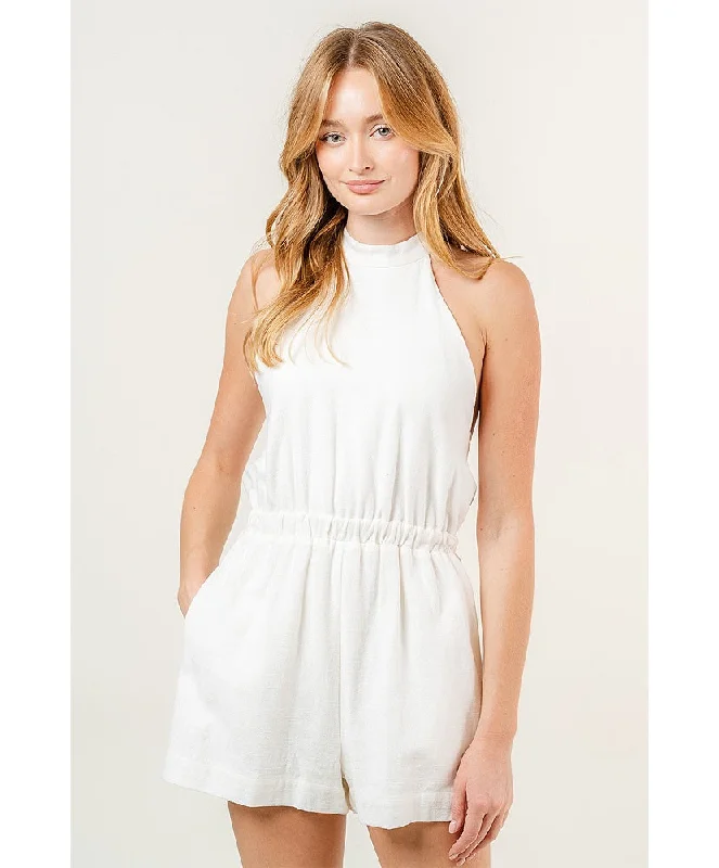 Summer Shoot Halter Romper Puff Hem Romper Trend