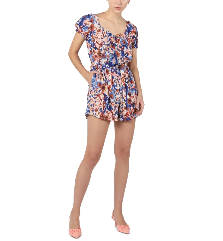 Women's Floral-Print Cotton Romper Cozy Sherpa Romper Winter