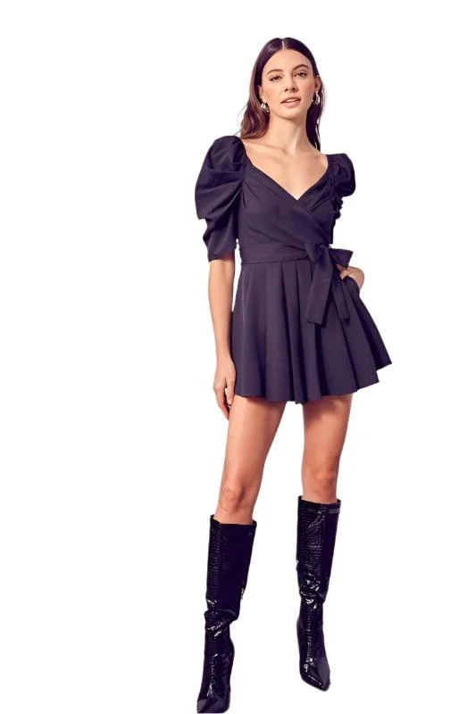 Wrap Front Side Tie Romper Girly Babydoll Romper Cute