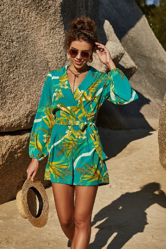 Botanical Print Long Sleeve Romper Everyday Essential Romper Stylish