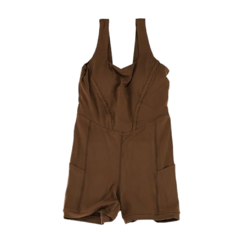 Brown Solid Romper Ruffled romper women fashion